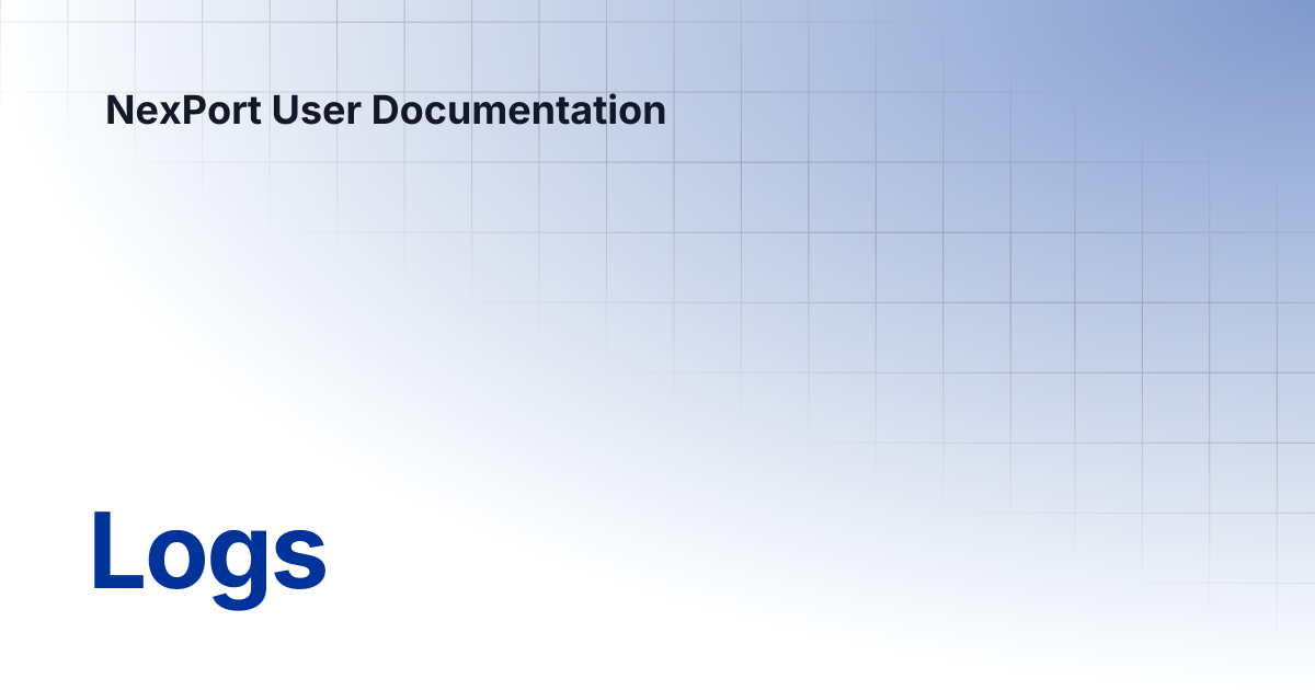 Logs | NexPort User Documentation